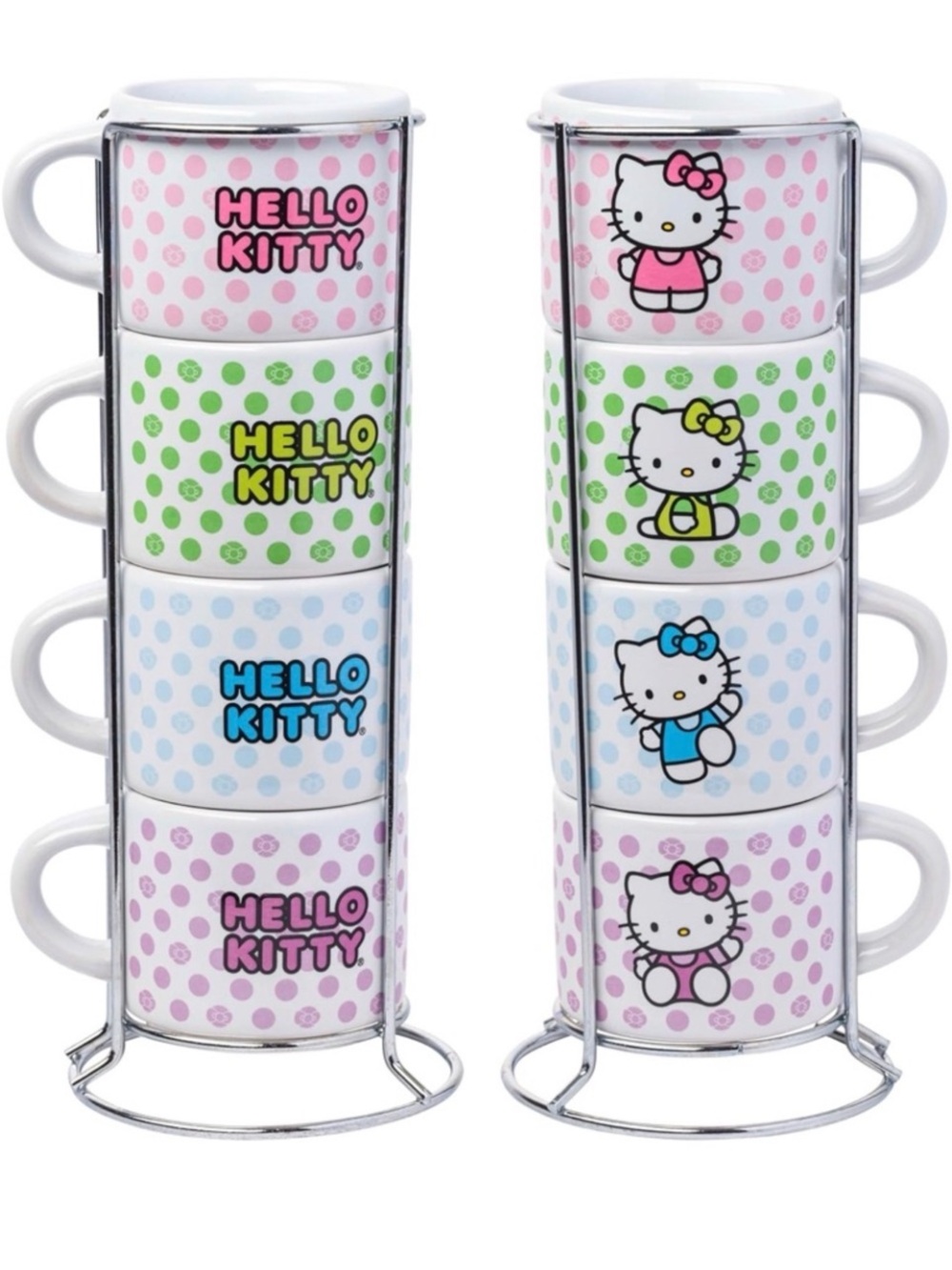 Hello Kitty Stackable Ceramic Mug Set - Pink, Green, Blue, Lilac - Picture 5 of 5